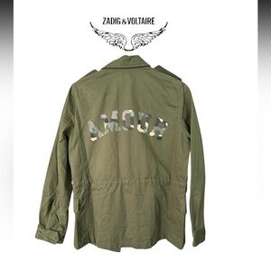 Zadig & Voltaire Kayak Amour Sport Utility Jacket SMALL  Army Green MSRP$598 NWT